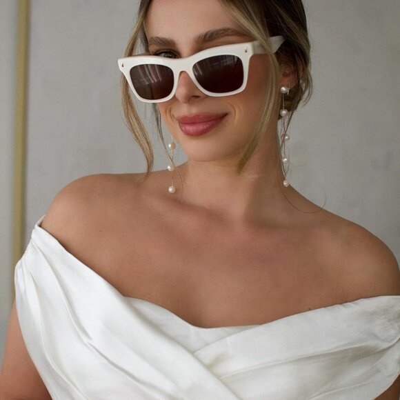 Oversized Rectangular Sunglasses Women Men Acetate UV Protection Fashion - Picture 4 of 8